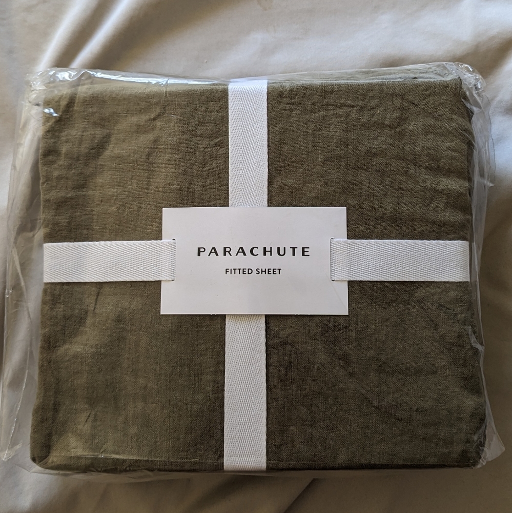 Parachute Home - Linen Fitted Sheet - Size Full - Surplus Green Color